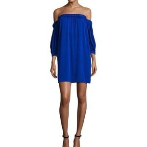 Purple Snow Off-Shoulder Blue Mini Dress
